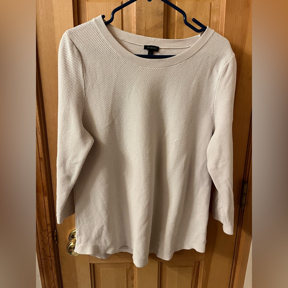 Talbots Cream Textured Knit Top